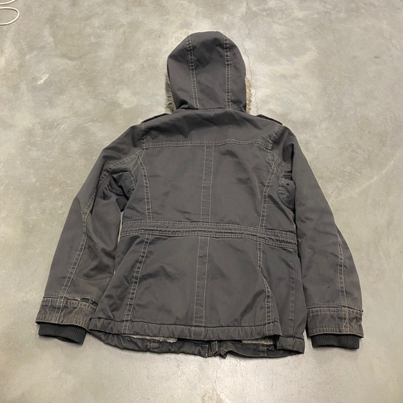 BKE Women's Gray Faux Fur Hood Lined Winter Parka Jacket Medium - Picture 3 of 3